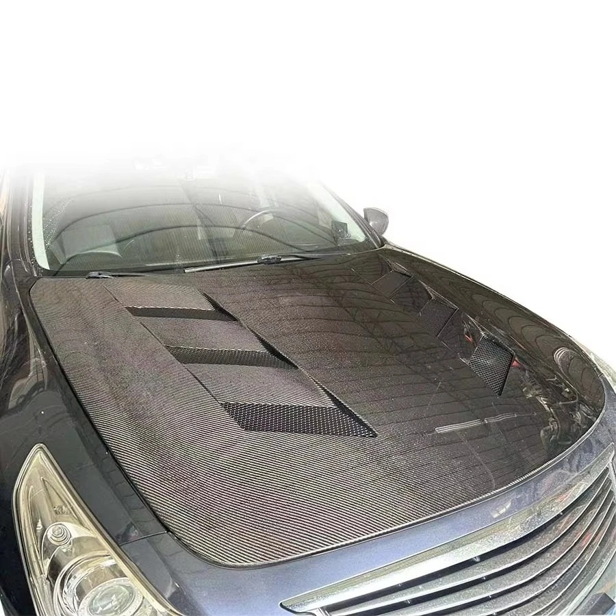 New Carbon Fiber Hood for G37/G25/Q40 4-Door Bonnet Gloss Finish Black Color Includes Bolts